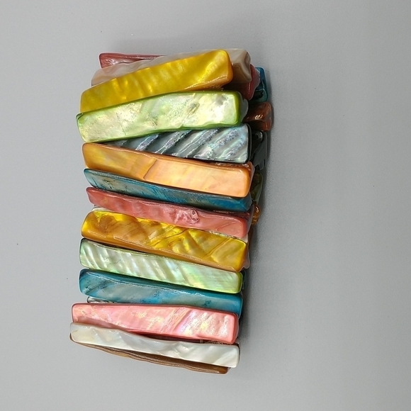 Colorful Bracelets - Peach Opal, Cat's Eye, Seashell - Picture 2 of 9